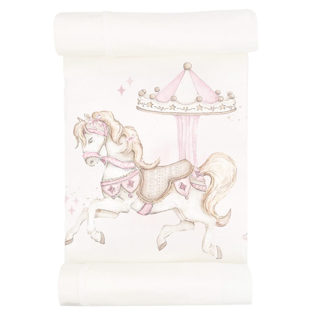 JAMIKS - Velour Carousel Blanket- Pink