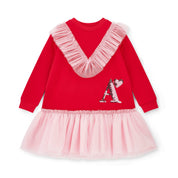 A DEE -  Love Story Lacey Sweat Tulle Dress - Vibrant Red