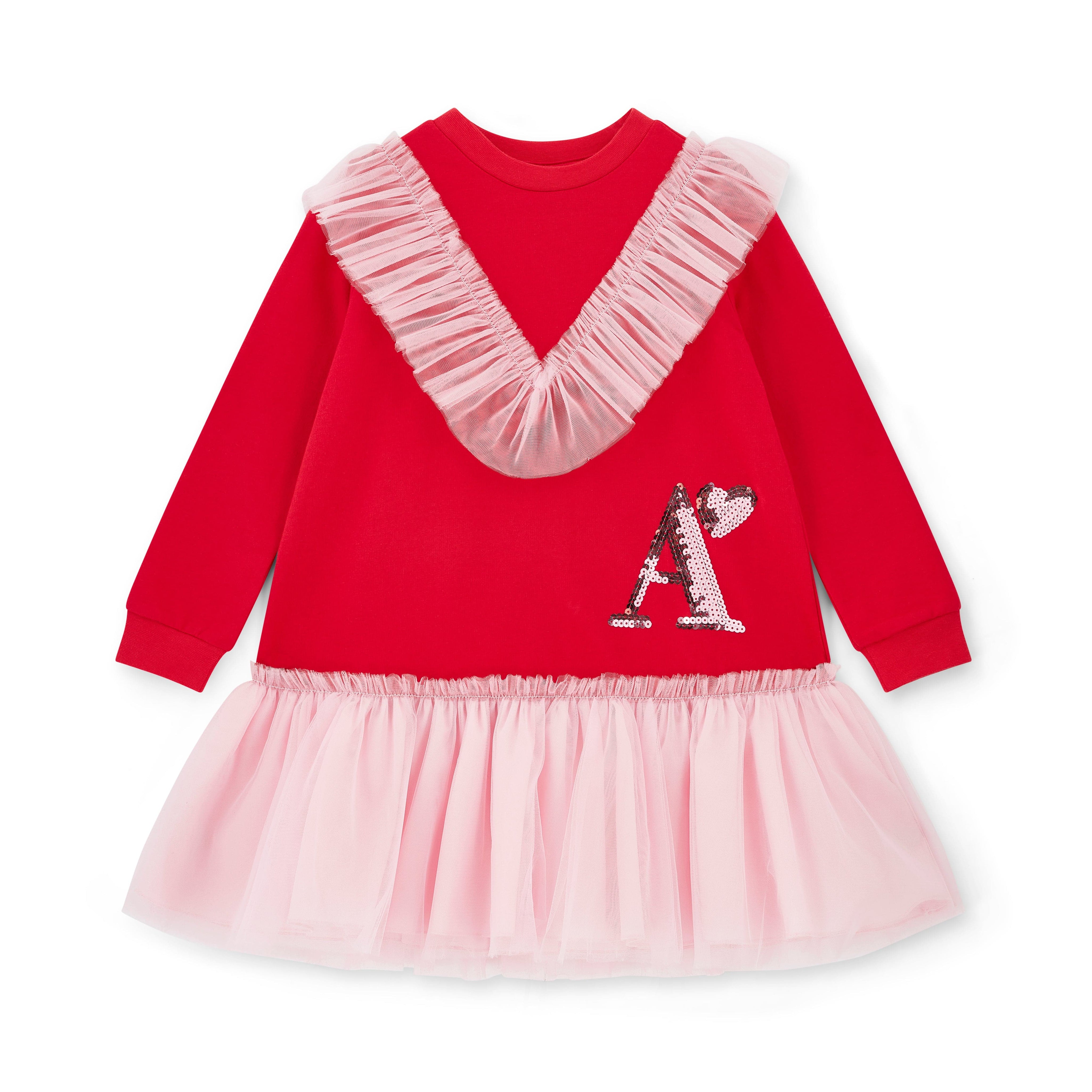 A DEE -  Love Story Lacey Sweat Tulle Dress - Vibrant Red