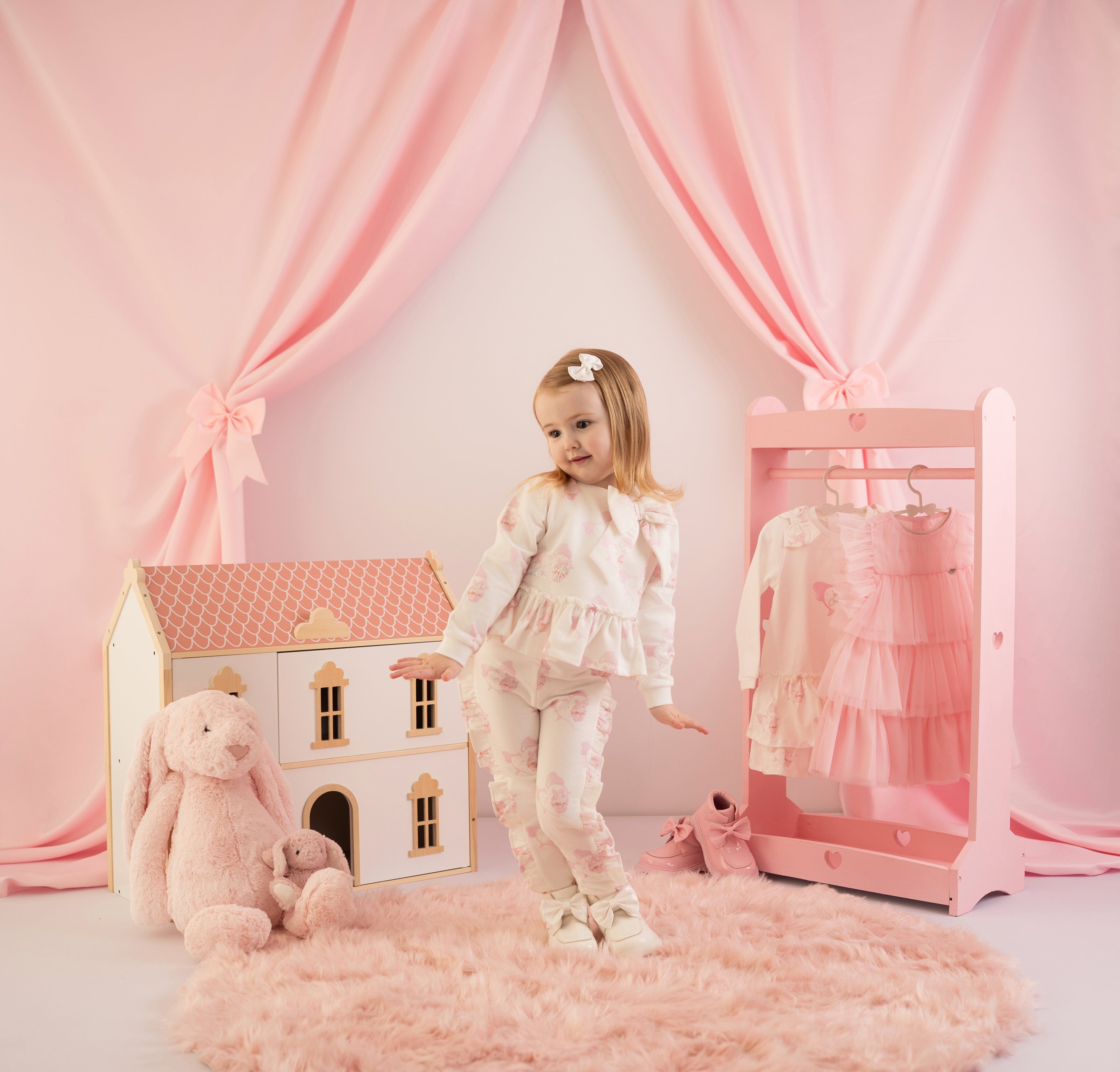 LITTLE A - Cute As A Cupcake Jasmine Bow Frill Tracksuit - Snow White