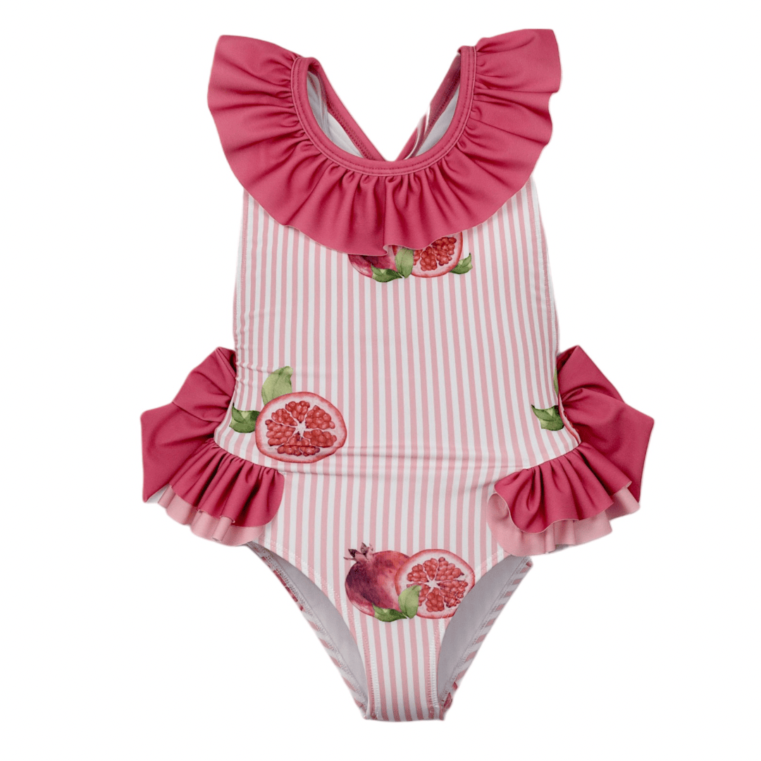MEIA PATA -  Pomegranates Print Barbados Swimsuit - Raspberry