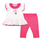 LITTLE A - Cutie Frutti Phoebe Cherry Legging Set - White
