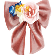 MONNALISA - Roses Velvet Bow Clip - Pink