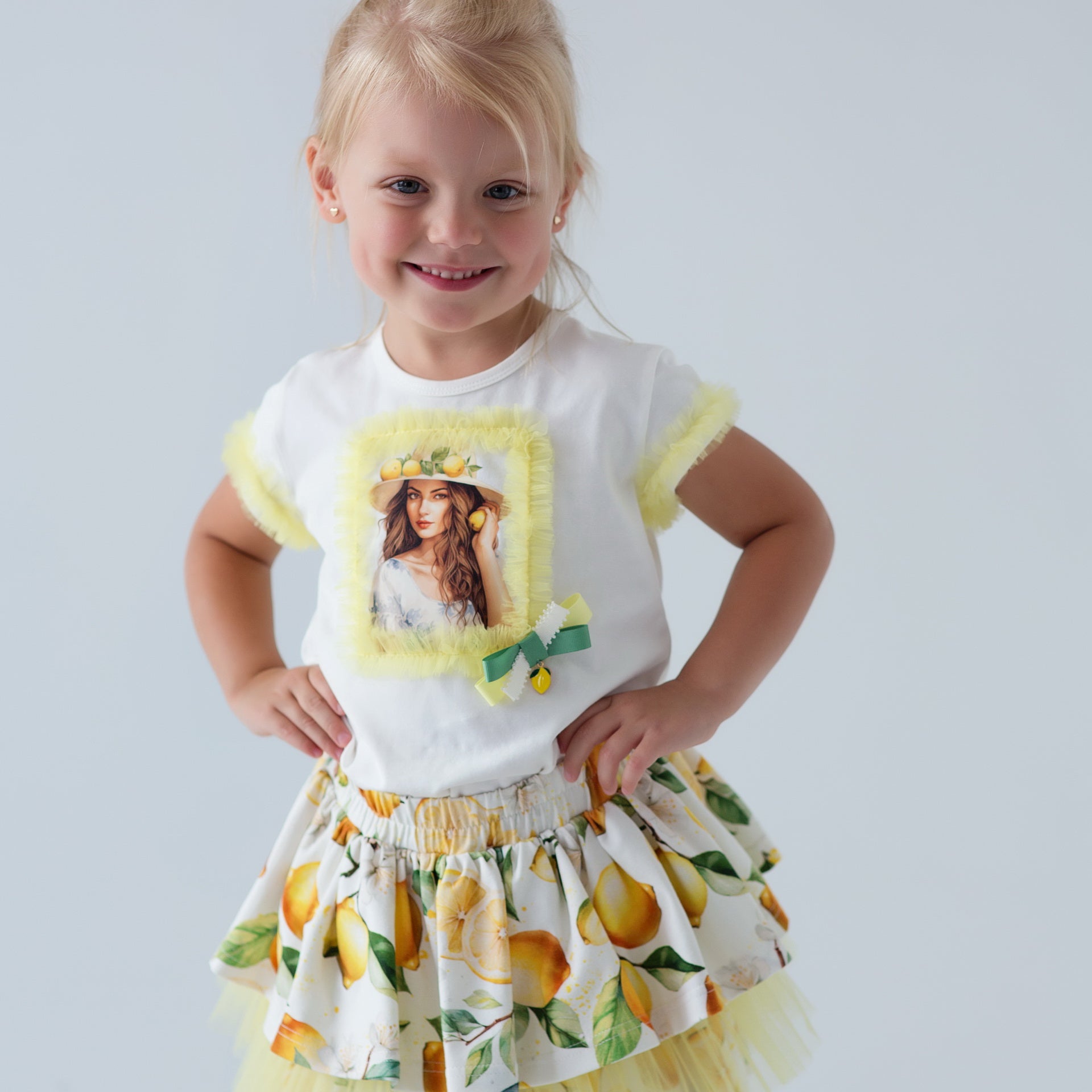 Daga - Sunny Lemons Print Skirt Set - Yellow