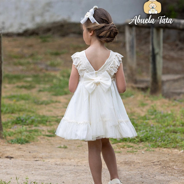 ABUELA TATA - Ceremony Lace Luna Puffball Dress - Cream