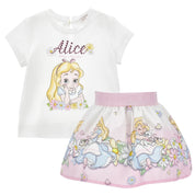 MONNALISA - Alice In Wonderland Bebe Skirt Set - Pink