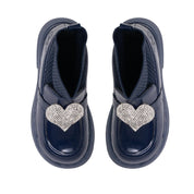 A DEE - Back To School Mary Jane Heart Sock Wellington - Navy