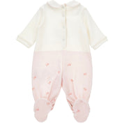 MONNALISA - Rose & Bow Puppy Babygrow - Pink