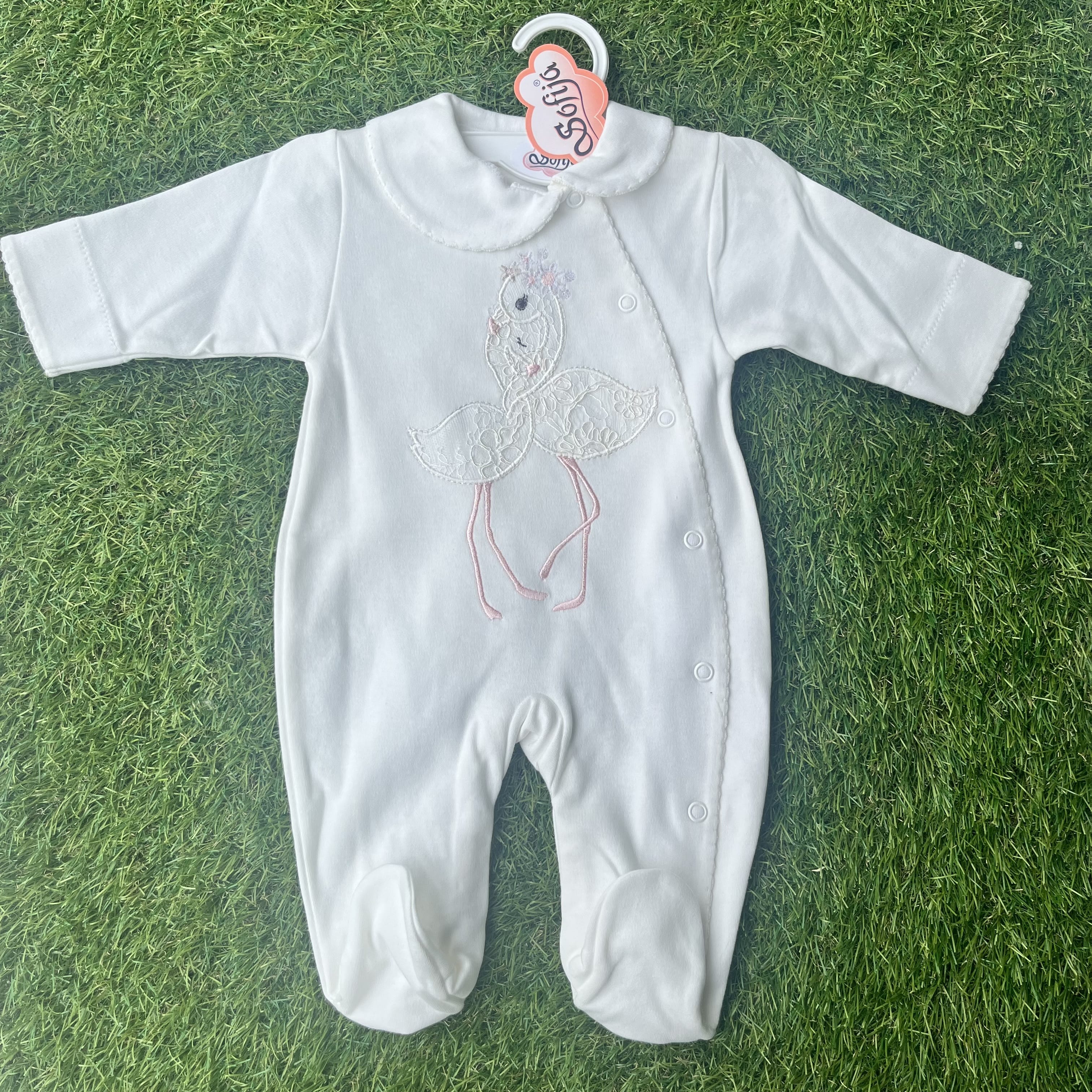 SOFIJA - Double Swan Babygrow - Cream