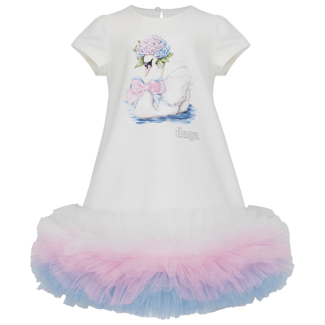 Daga - Pastel Bloom Swan Tutu Dress - White
