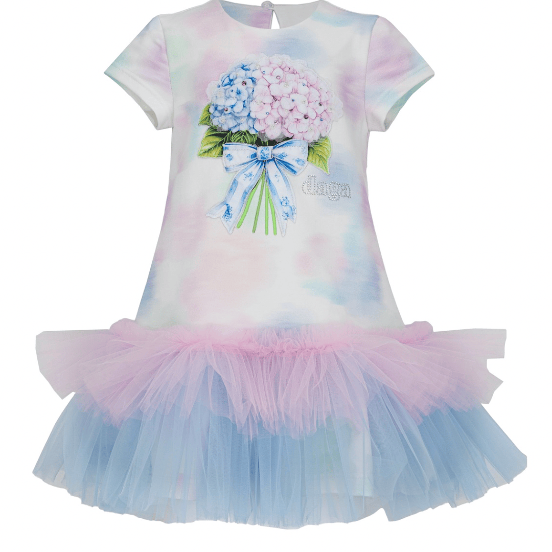 Daga - Pastel Bloom Floral Tutu Dress - White