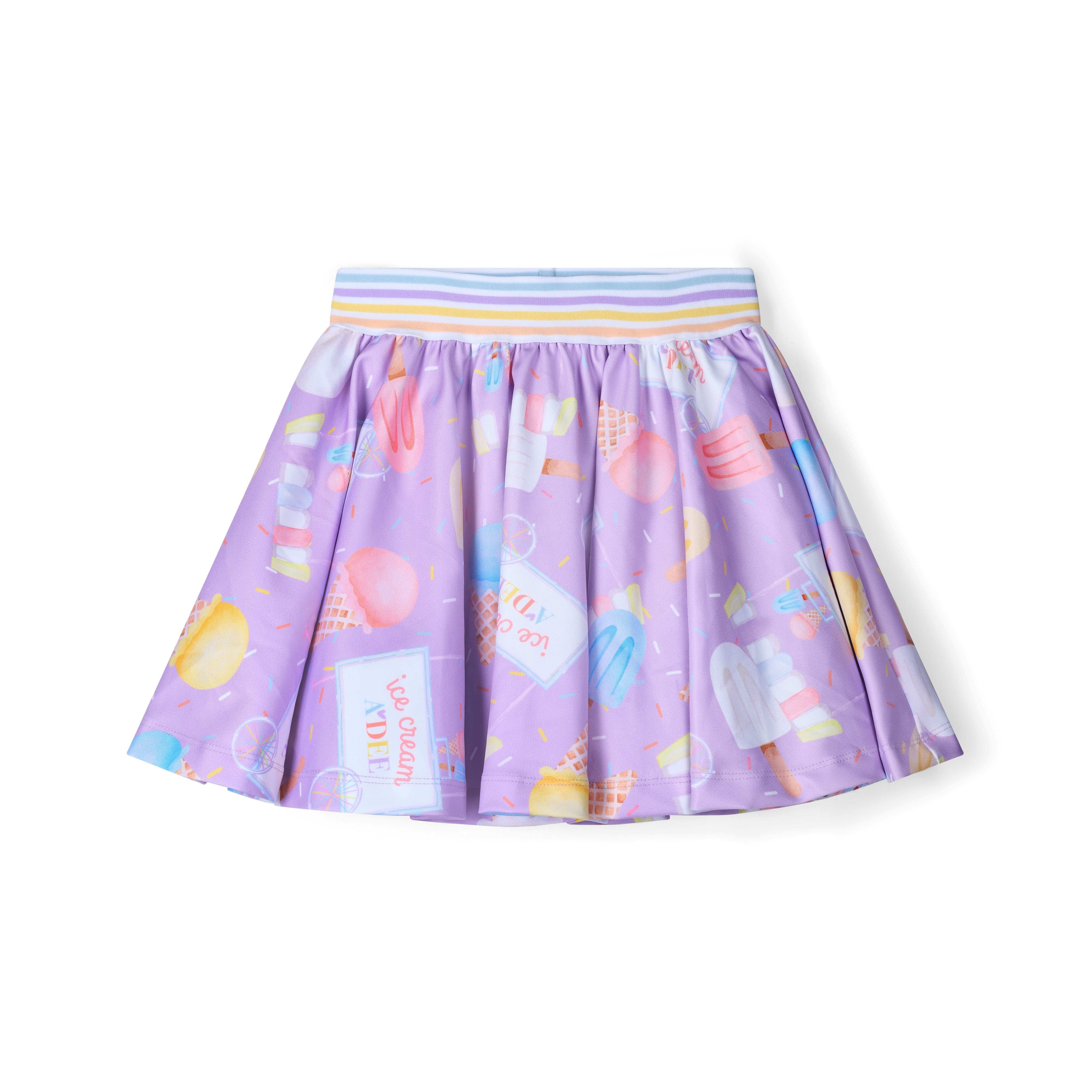 A DEE - Sally Pastel Parlour Ice Cream Print Frill Skirt Set  - White
