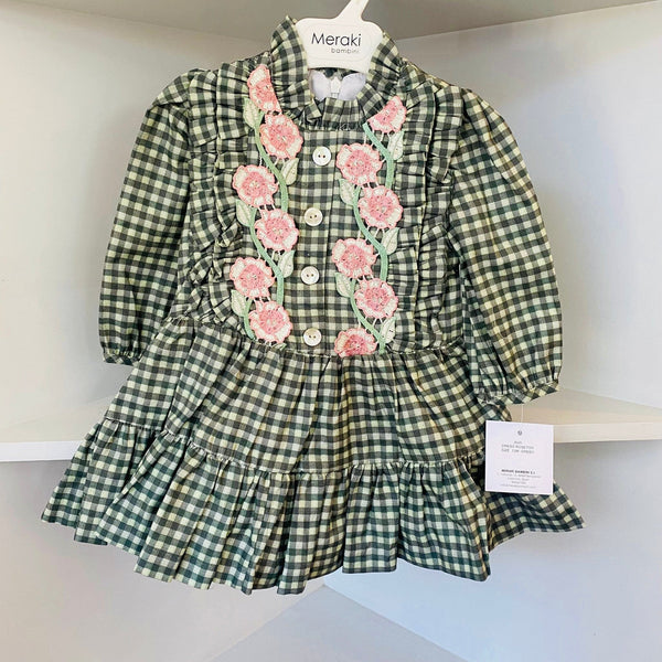 MERAKI - Baby Dress Check Roseton - Green