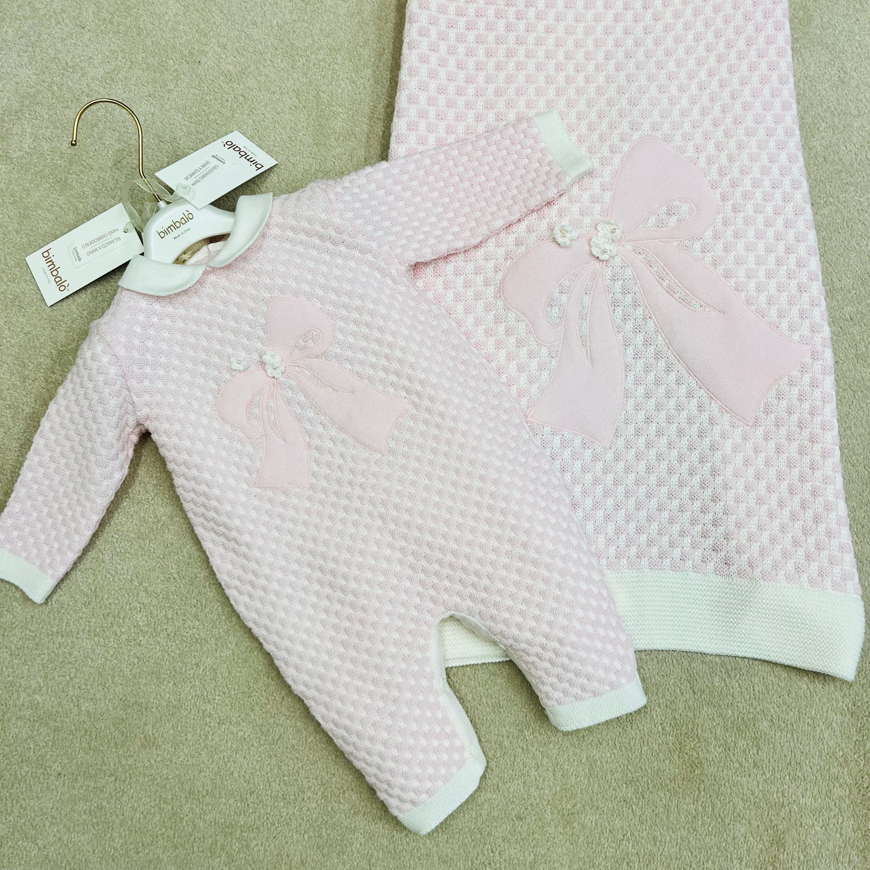 BIMBALO - Knitted  Blanket & Romper - Pink