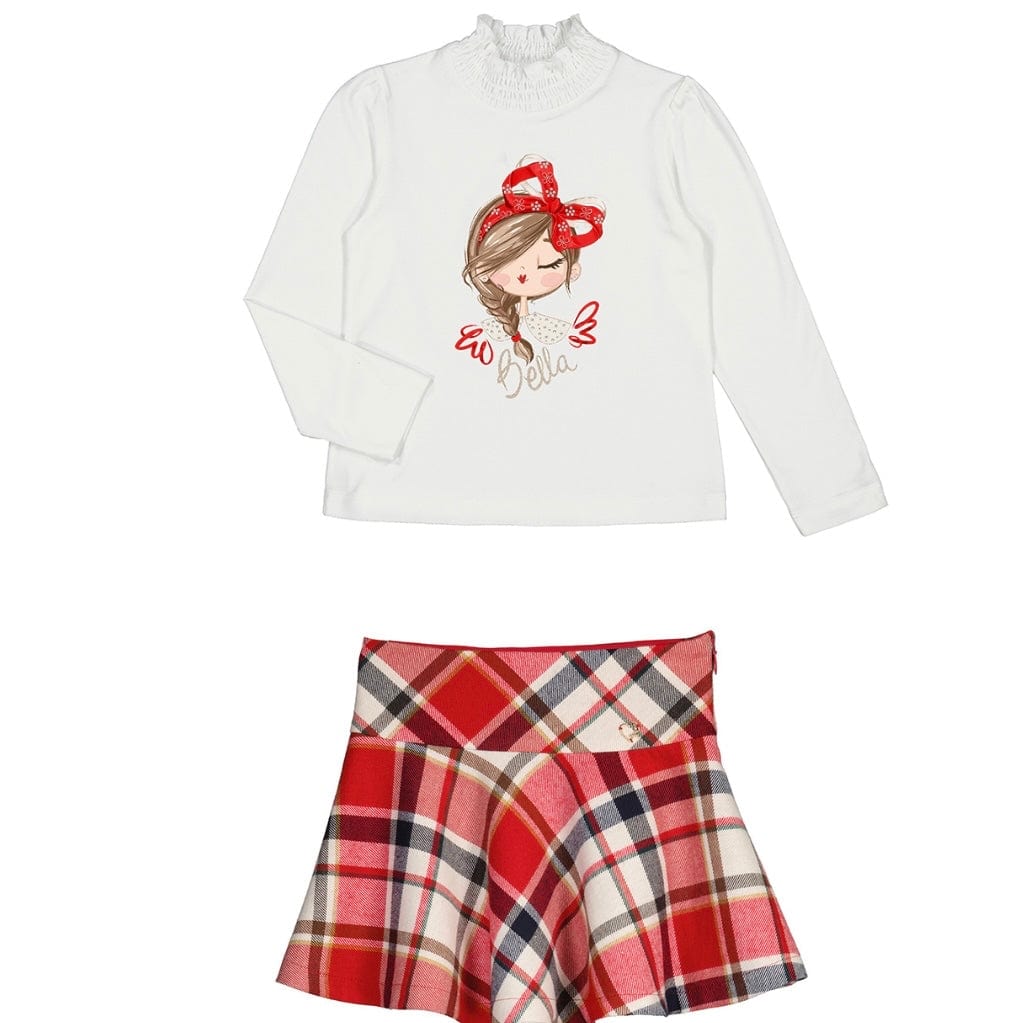 MAYORAL - Face Plaid Skirt Set - Red