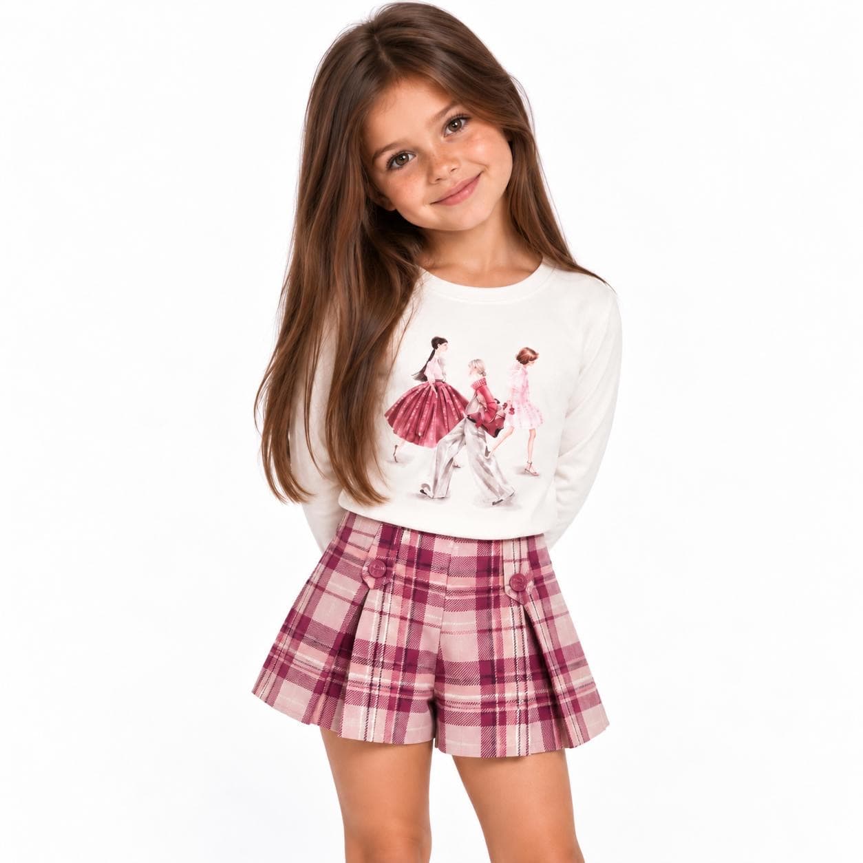 MAYORAL - Plaid Short Set - Raspberry