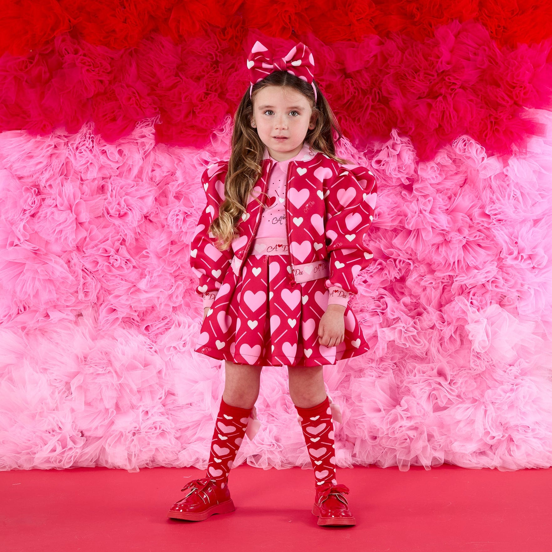 A DEE - Love Story Lisette Heart Print Bomber - Vibrant Red