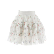 MONNALISA - Flower Garden Three Piece Skirt Set & Jacket - White