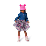 BILLIEBLUSH - Heart Leopard Denim Dress - Blue