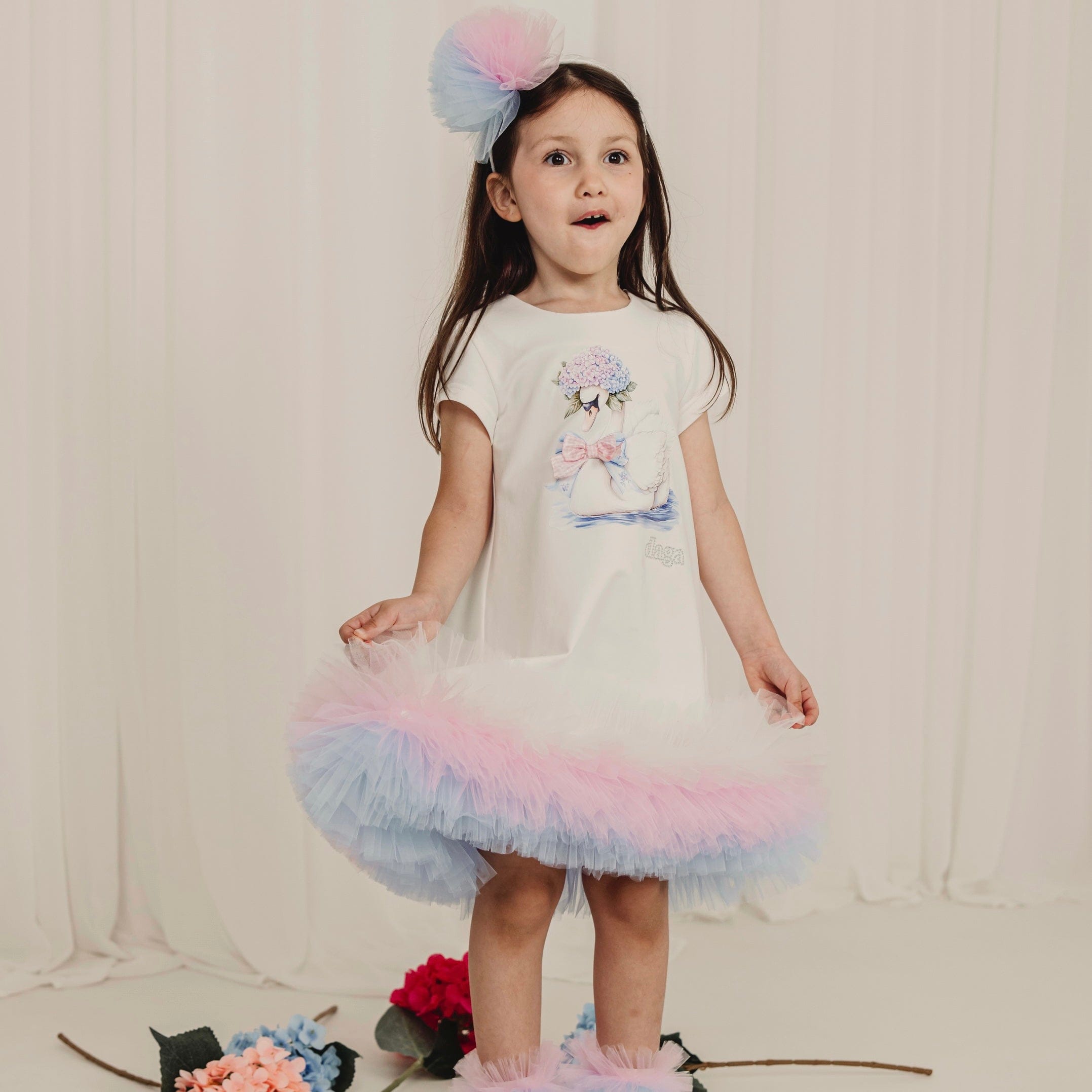 Daga - Pastel Bloom Swan Tutu Dress - White