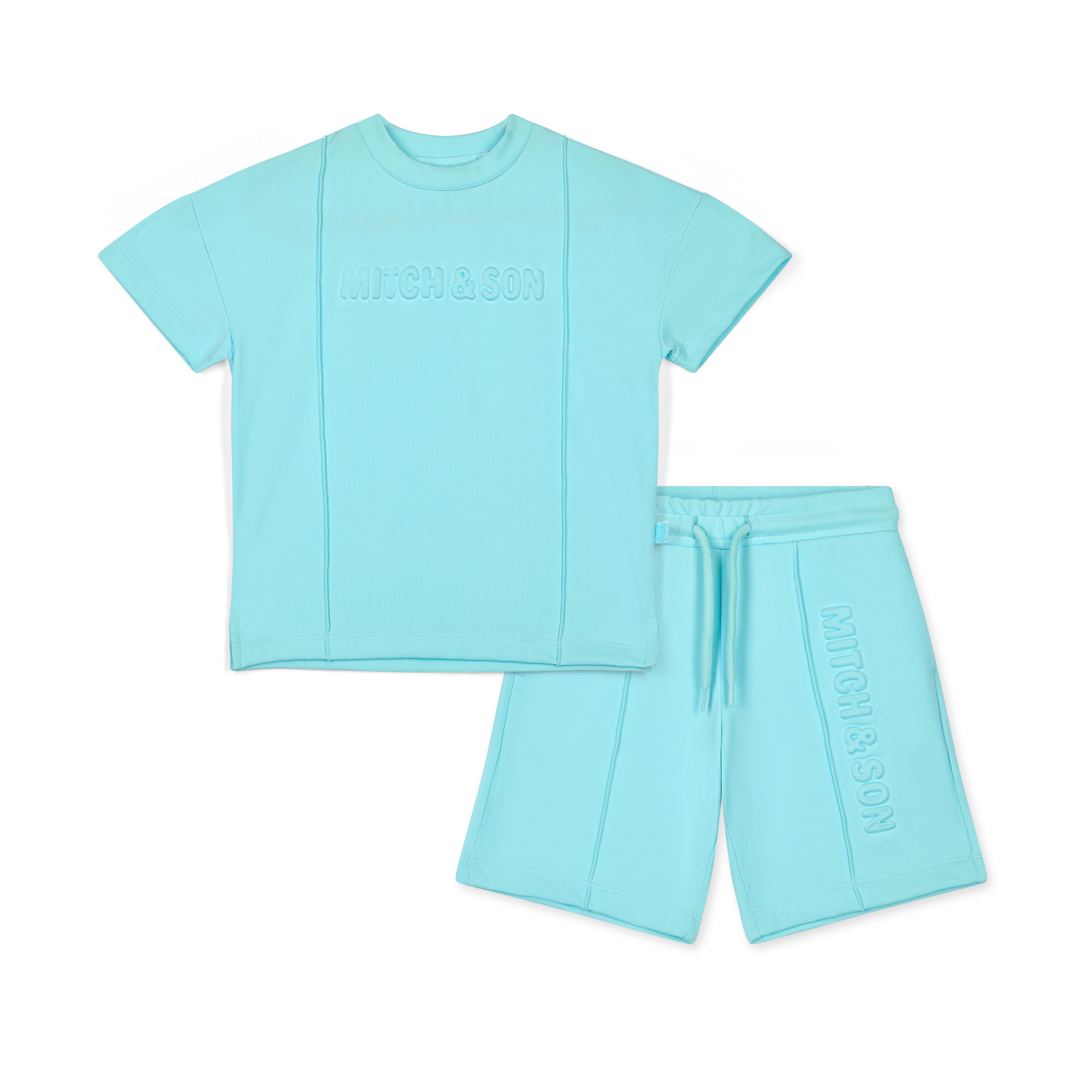 MITCH & SON - Harper JNR Drop Shoulder Pin Tuck Short Set - Turquoise