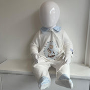JAMIKS - Velour Andretti Bear Babygrow - Blue