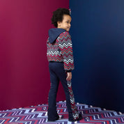 A DEE - Chevron Charm Coco Chevron Print Flare Tracksuit- Navy
