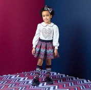 A DEE - Chevron Charm Chloe Chevron Print Skirt Set - Snow White