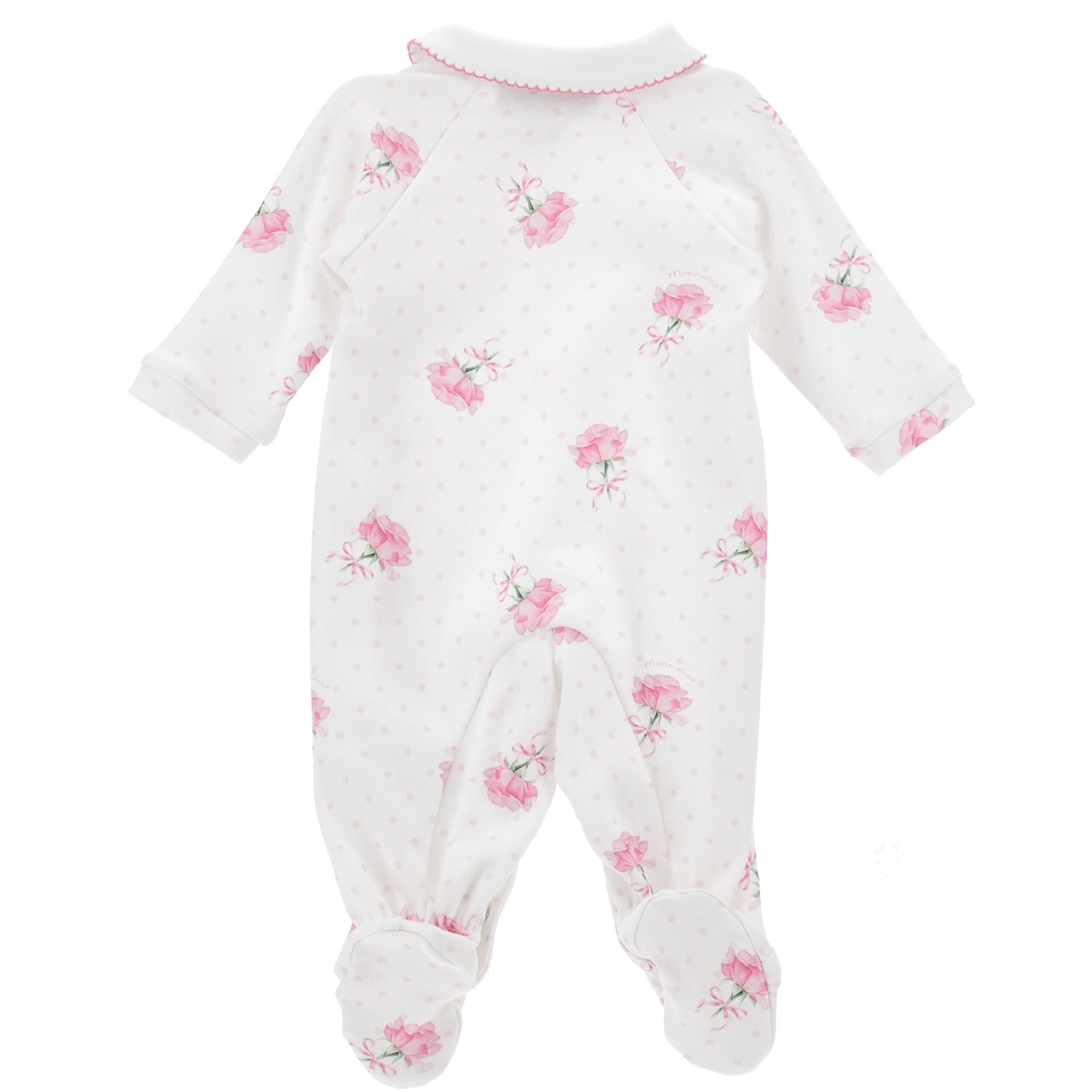 MONNALISA - Rose  Print Babygrow - White