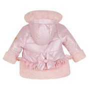 LITTLE A - Bear Hugs Honey Faux Fur Padded Jacket - Baby Pink