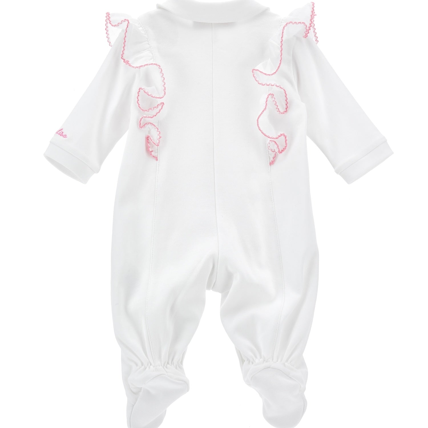 MONNALISA - Rose  Embroidered Babygrow - White