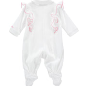 MONNALISA - Rose  Embroidered Babygrow - White