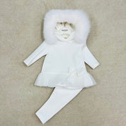 Bimbalo - Fur Hooded Leggings Set - Cream