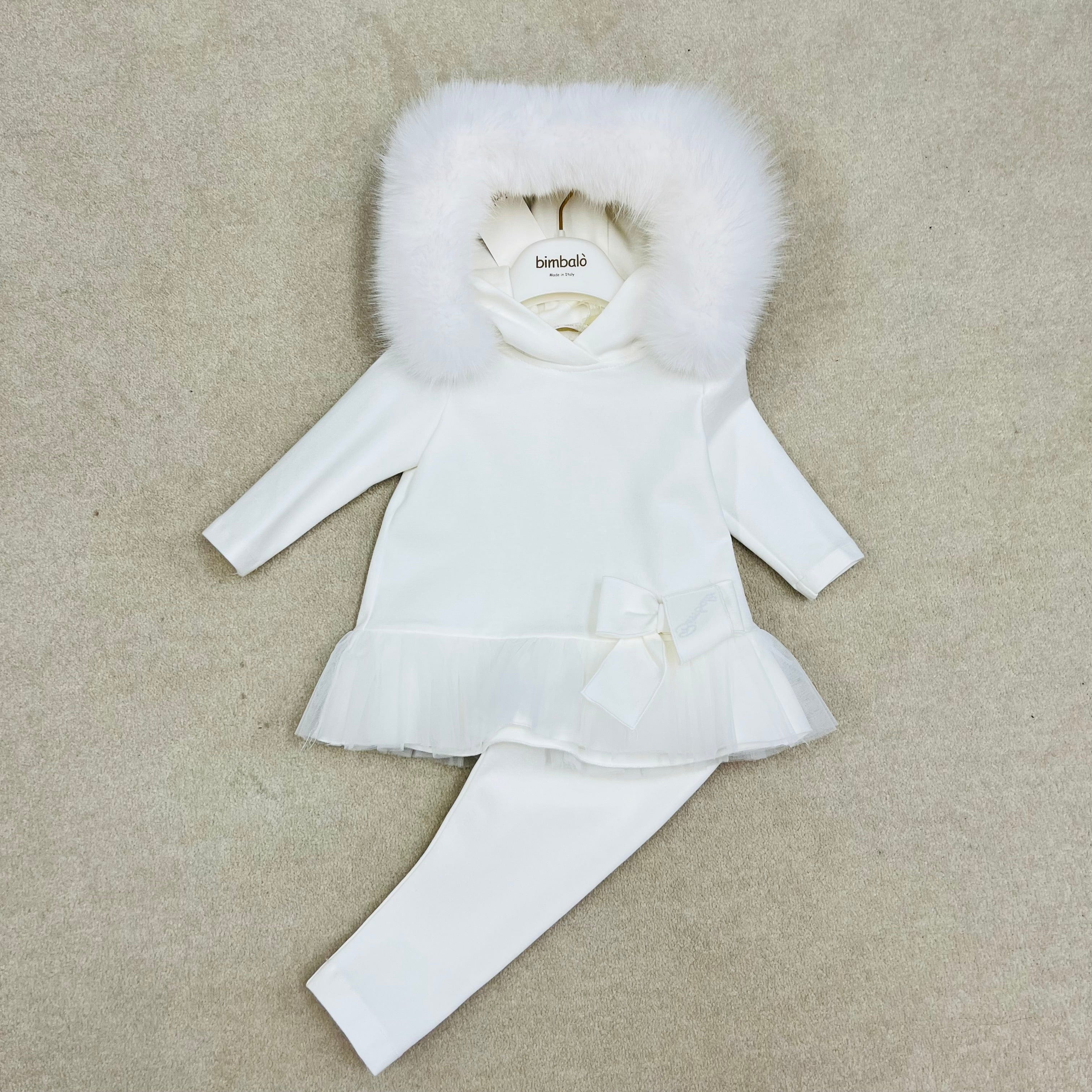 Bimbalo - Fur Hooded Leggings Set - Cream