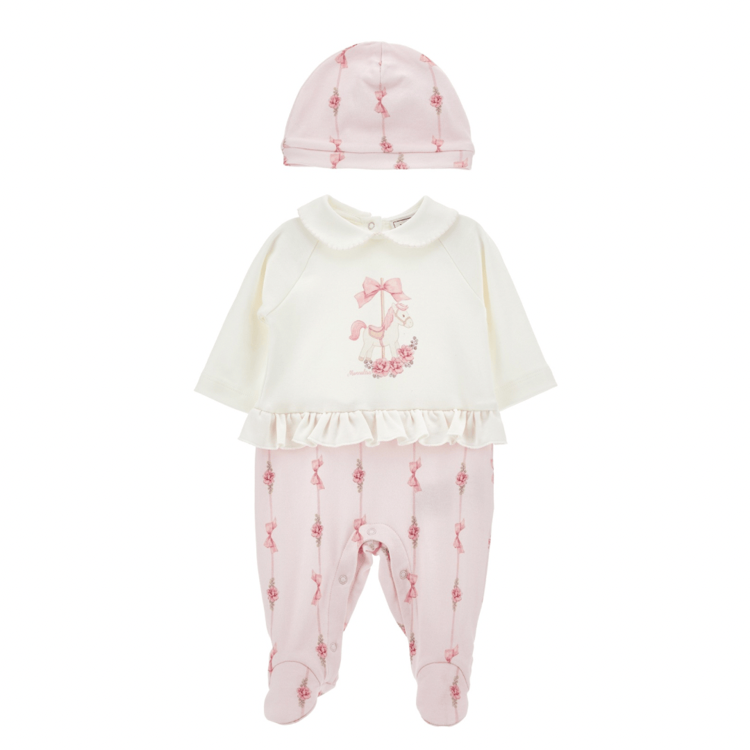 MONNALISA - Carousel Babygrow Two Piece Set - Pink