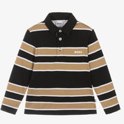 BOSS - Strip Long Sleeve Polo -  Black