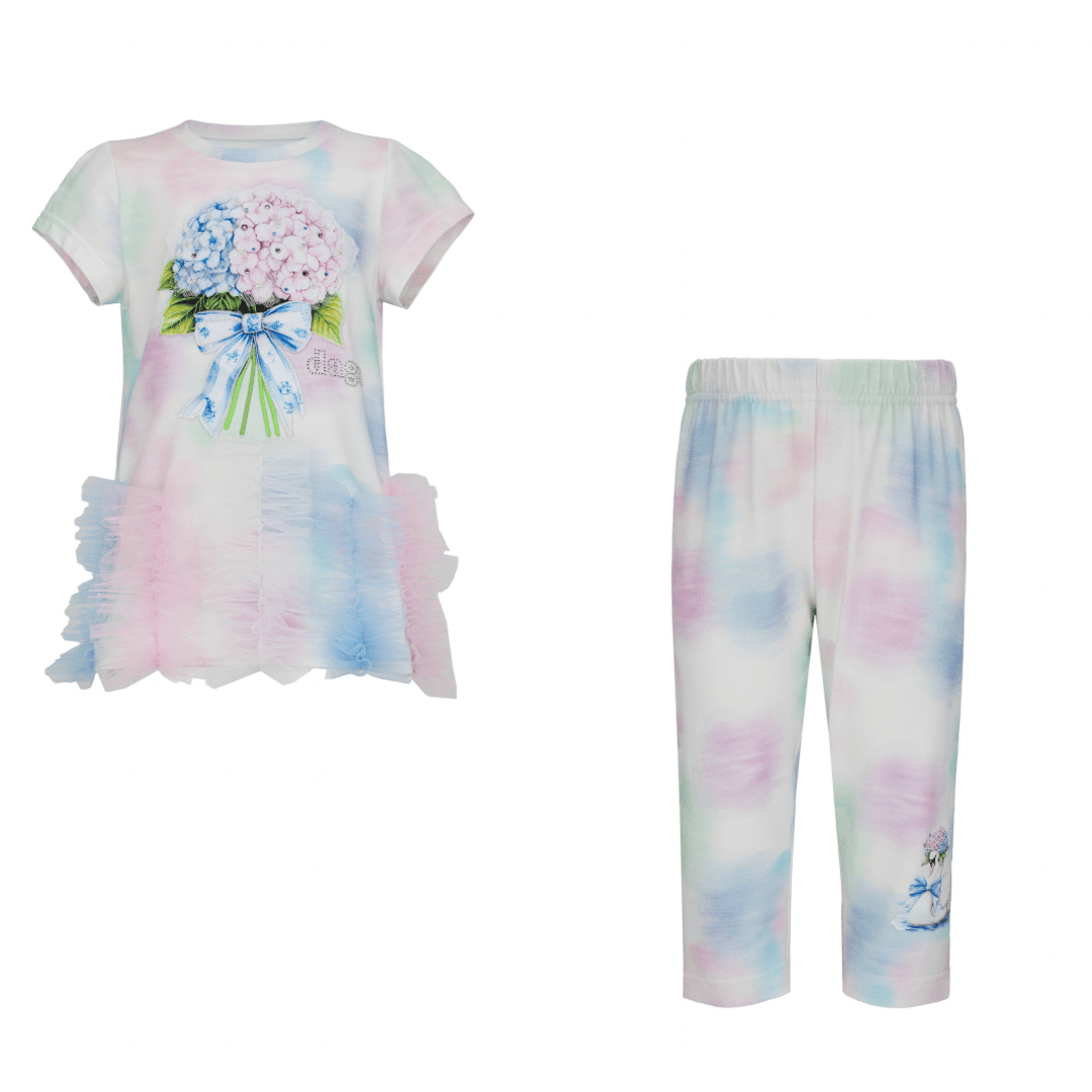 Daga - Pastel Bloom  Leggings Set - White