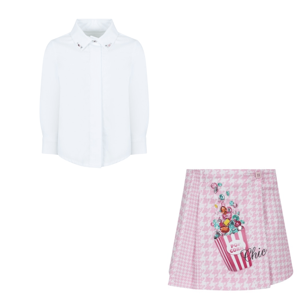 LAPIN HOUSE - Pop Corn Skirt Set - Pink