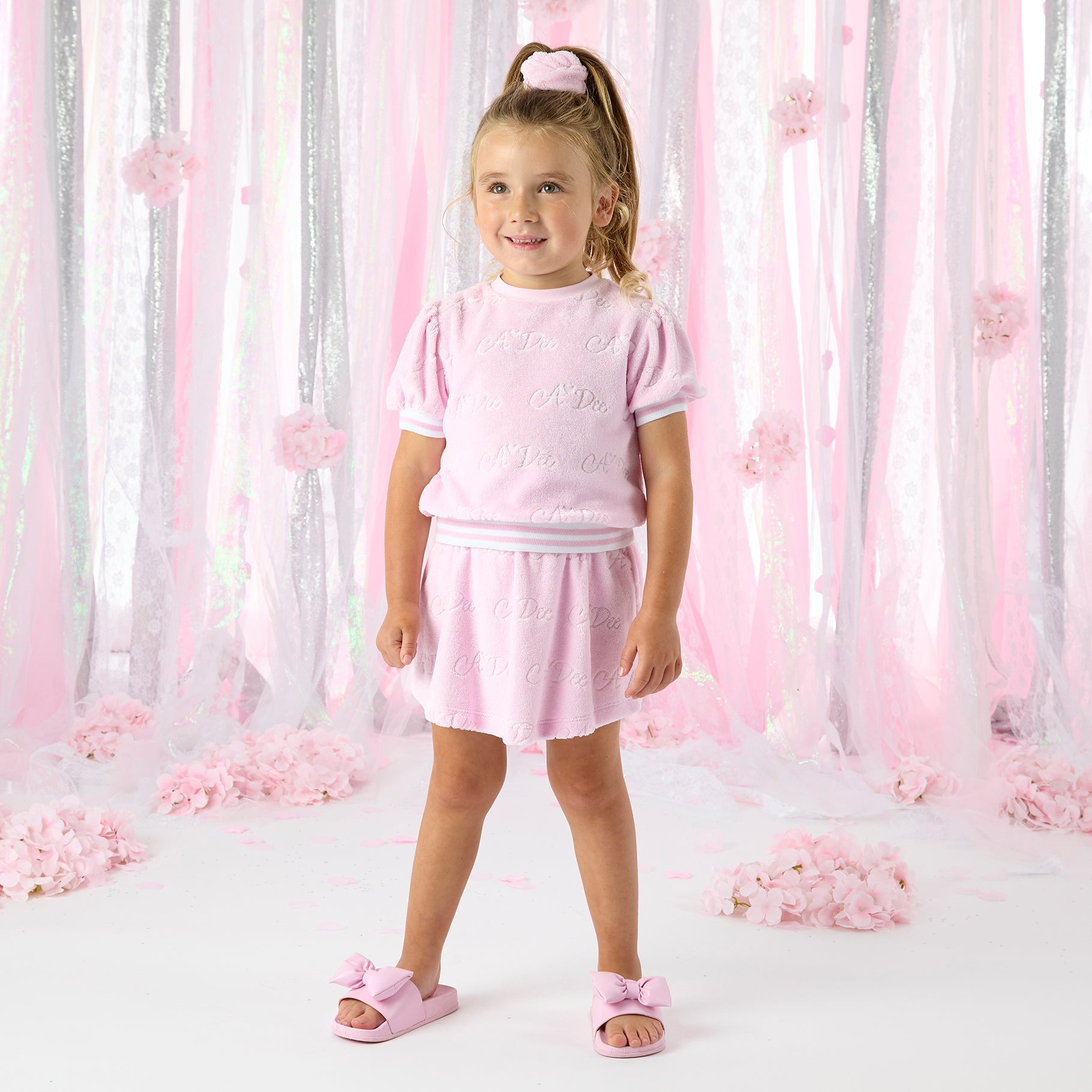 A DEE - Trixie Heavenly Hydrangea Terry Skirt Set - Pink Blossom