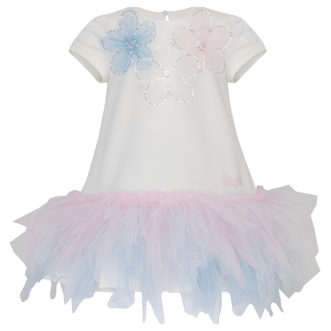 Daga - Ceremony Embellished Motif Tutu Dress - White