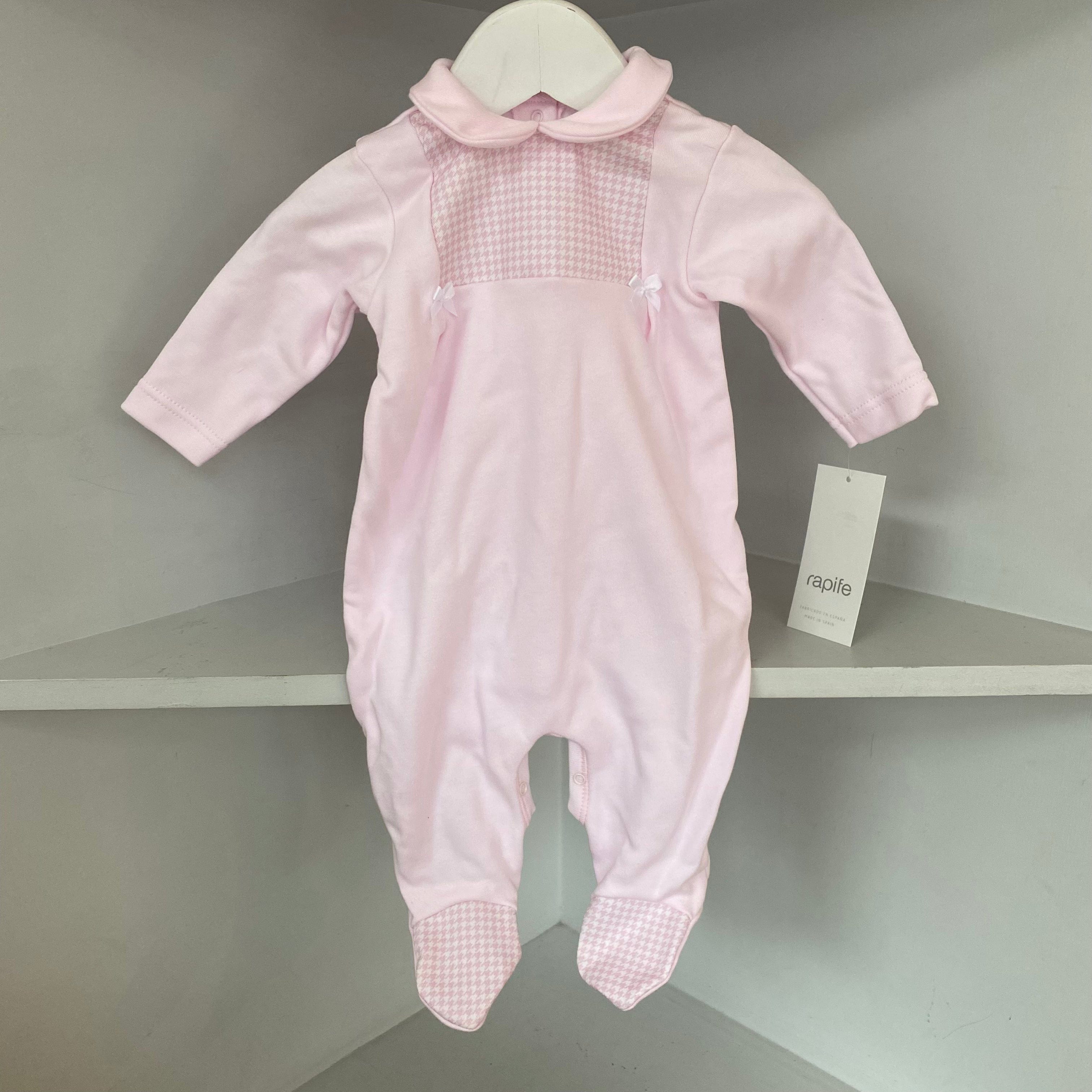 Rapife -  Dogtooth Bib Babygrow - Pink