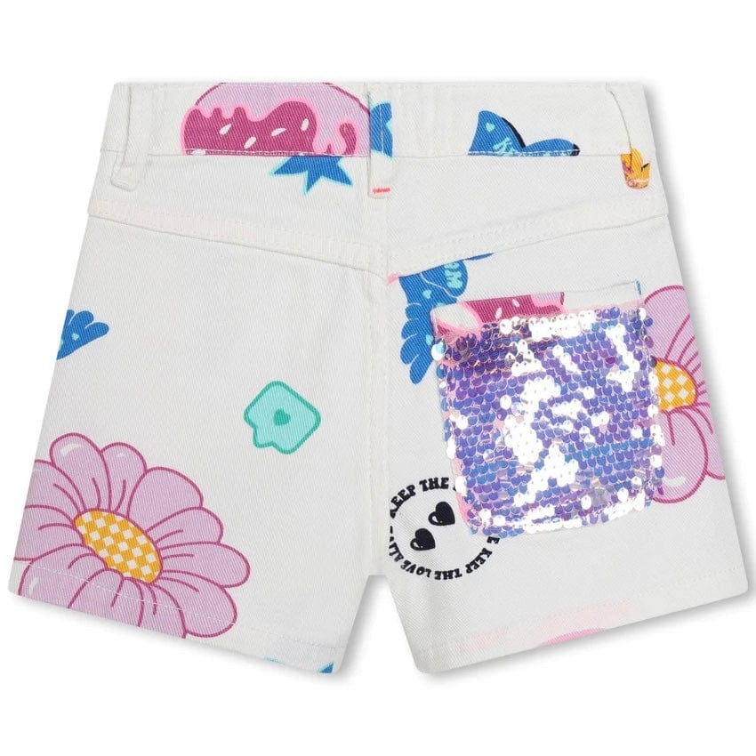 BILLIEBLUSH - Flower Pattern T & Denim Shorts - White