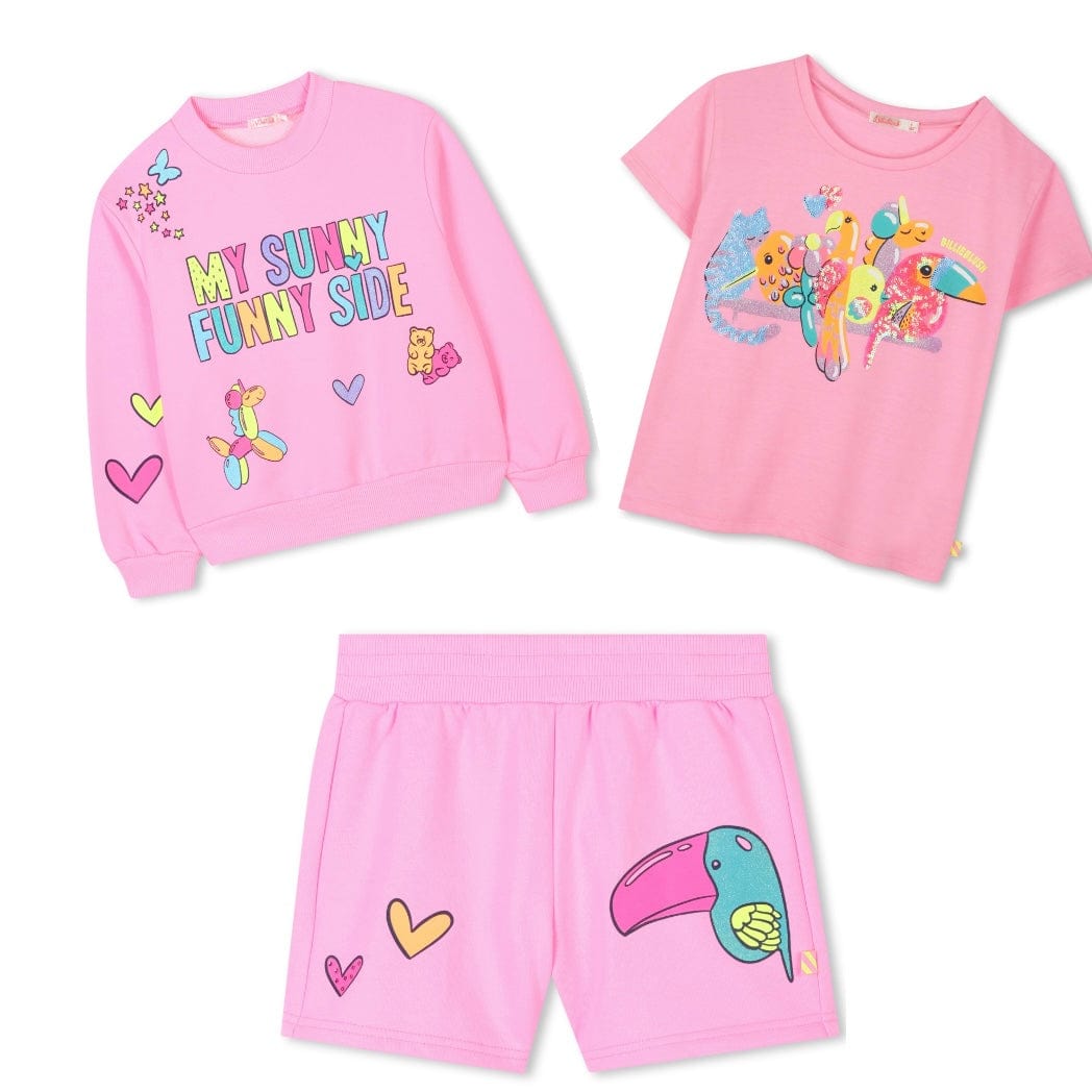 BILLIEBLUSH - Tropical Birds Three Piece Sweatshirt Set - Pink