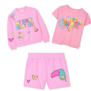 BILLIEBLUSH - Tropical Birds Three Piece Sweatshirt Set - Pink