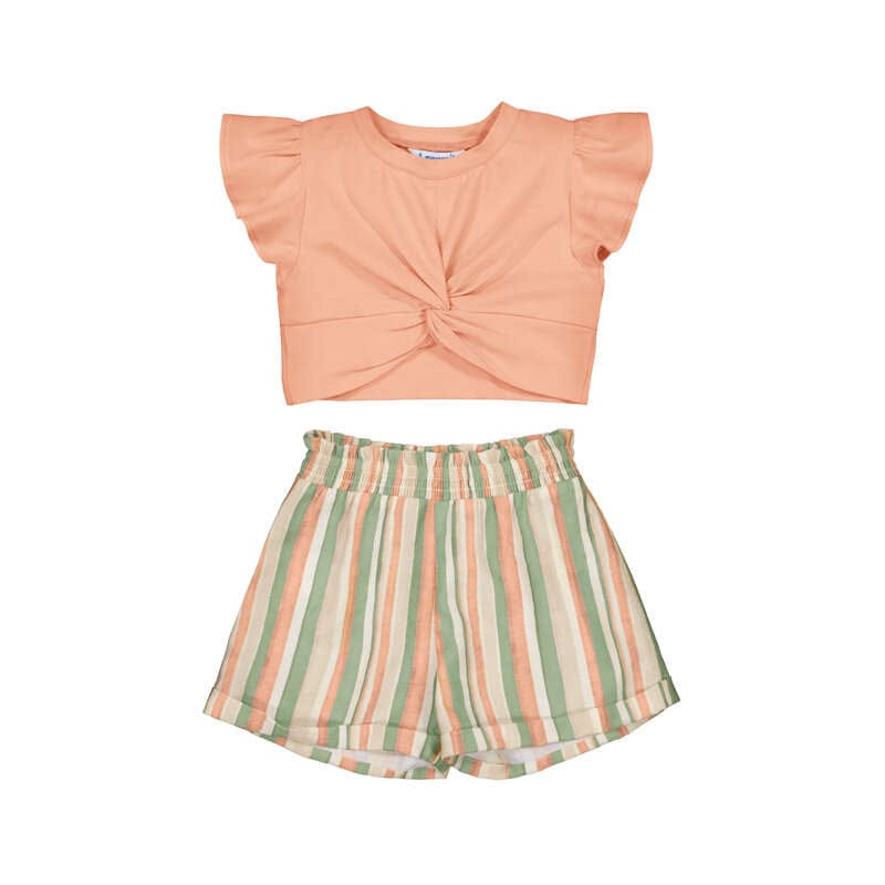 MAYORAL - Stripe Short Set - Tangerine