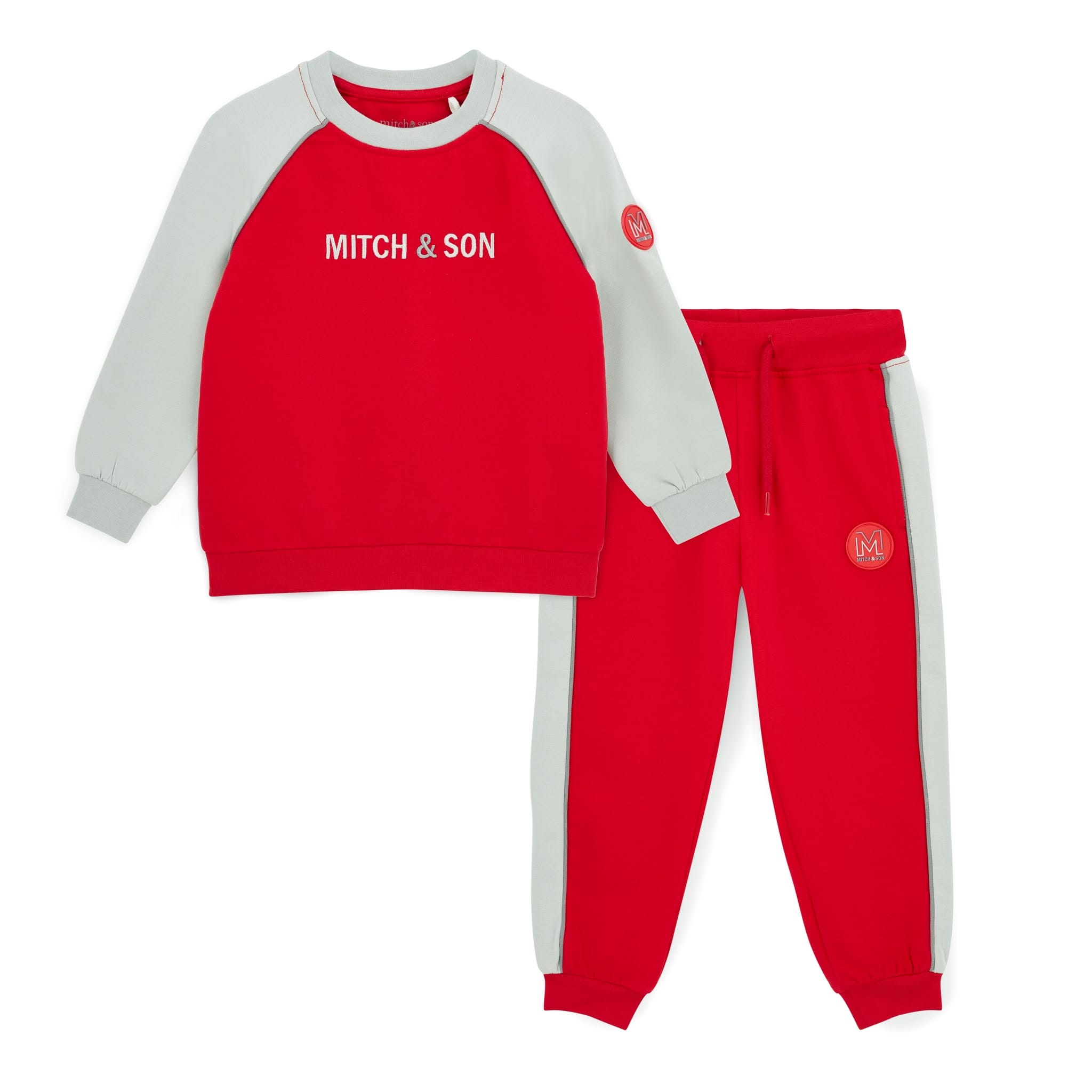 MITCH & SON - Dynamic Grey Tyson - Raglan Piping Tracksuit - Red