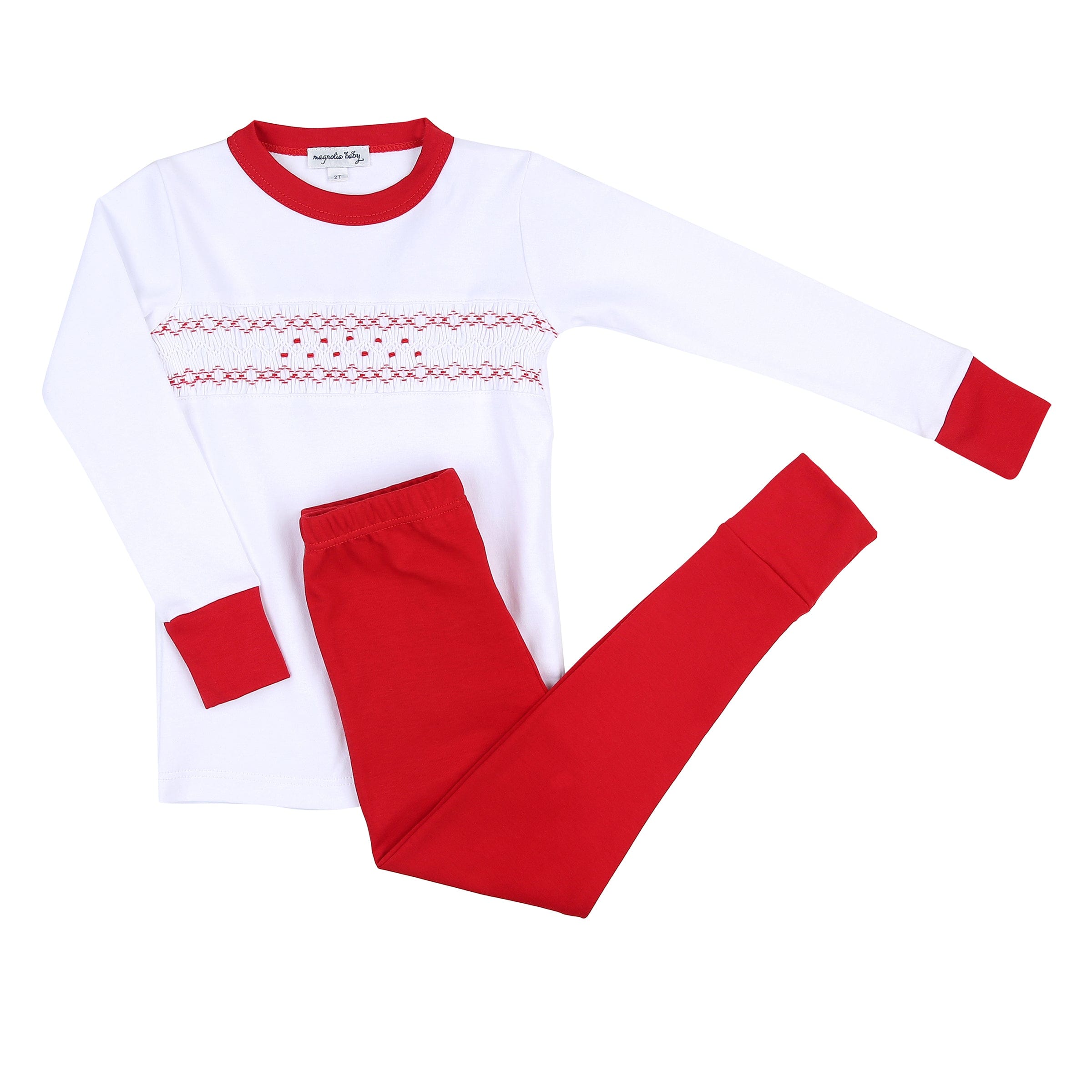 MAGNOLIA BABY - Cora & Cooper Unisex Classics Smocked Pyjamas - Red
