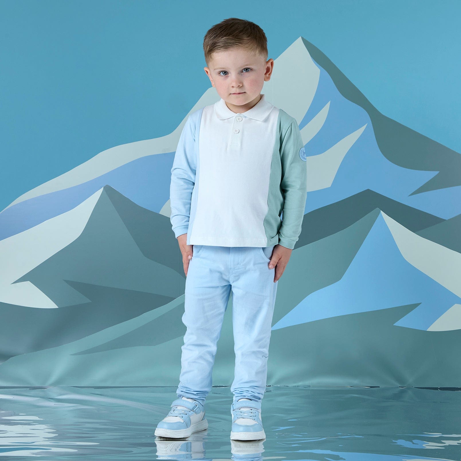 MITCH & SON - Winter Crest Jace & Jet Cut & Sew Polo & Twill Trouser - Sky Blue