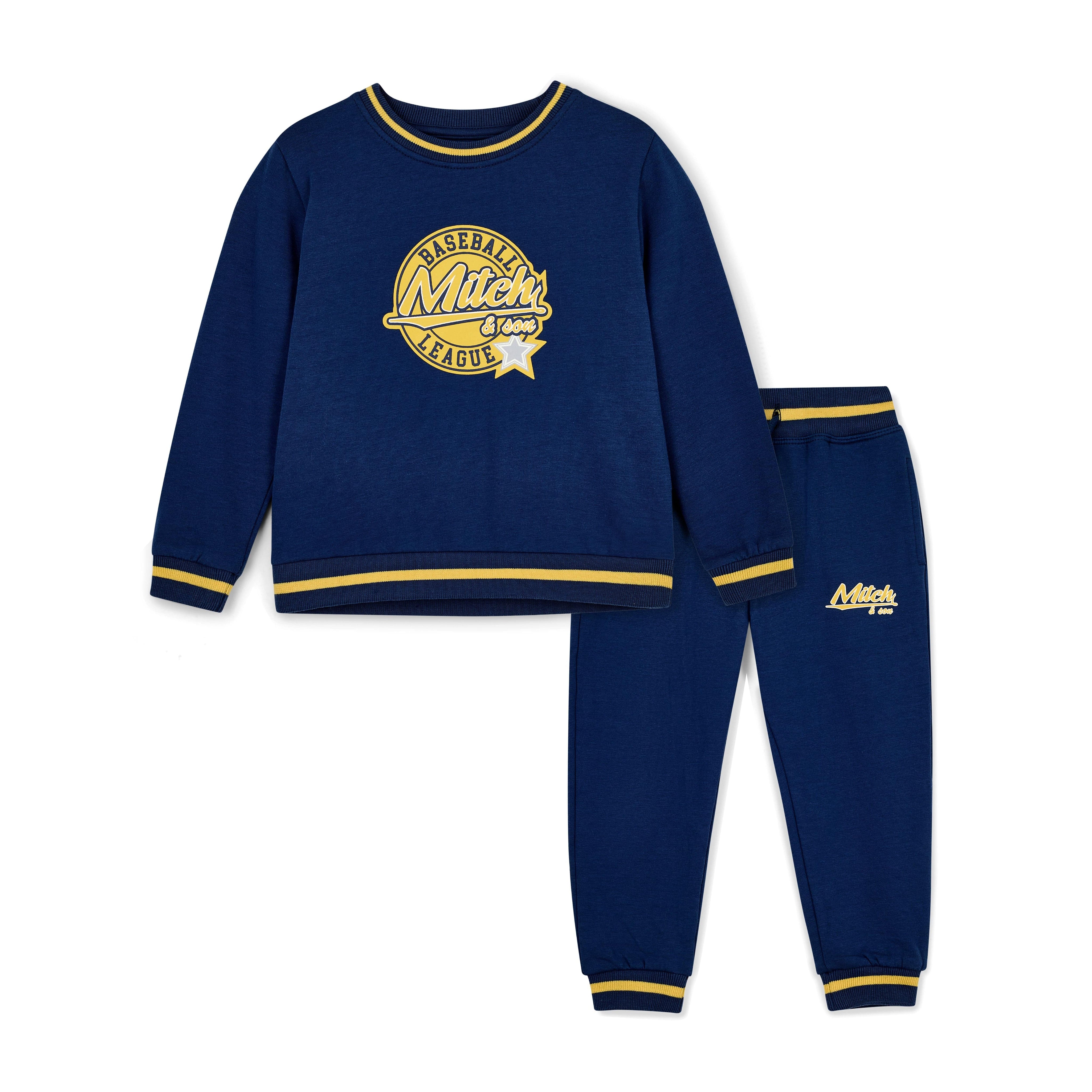 MITCH & SON - Navy League King Baseball Crewneck Tracksuit - Heritage Navy