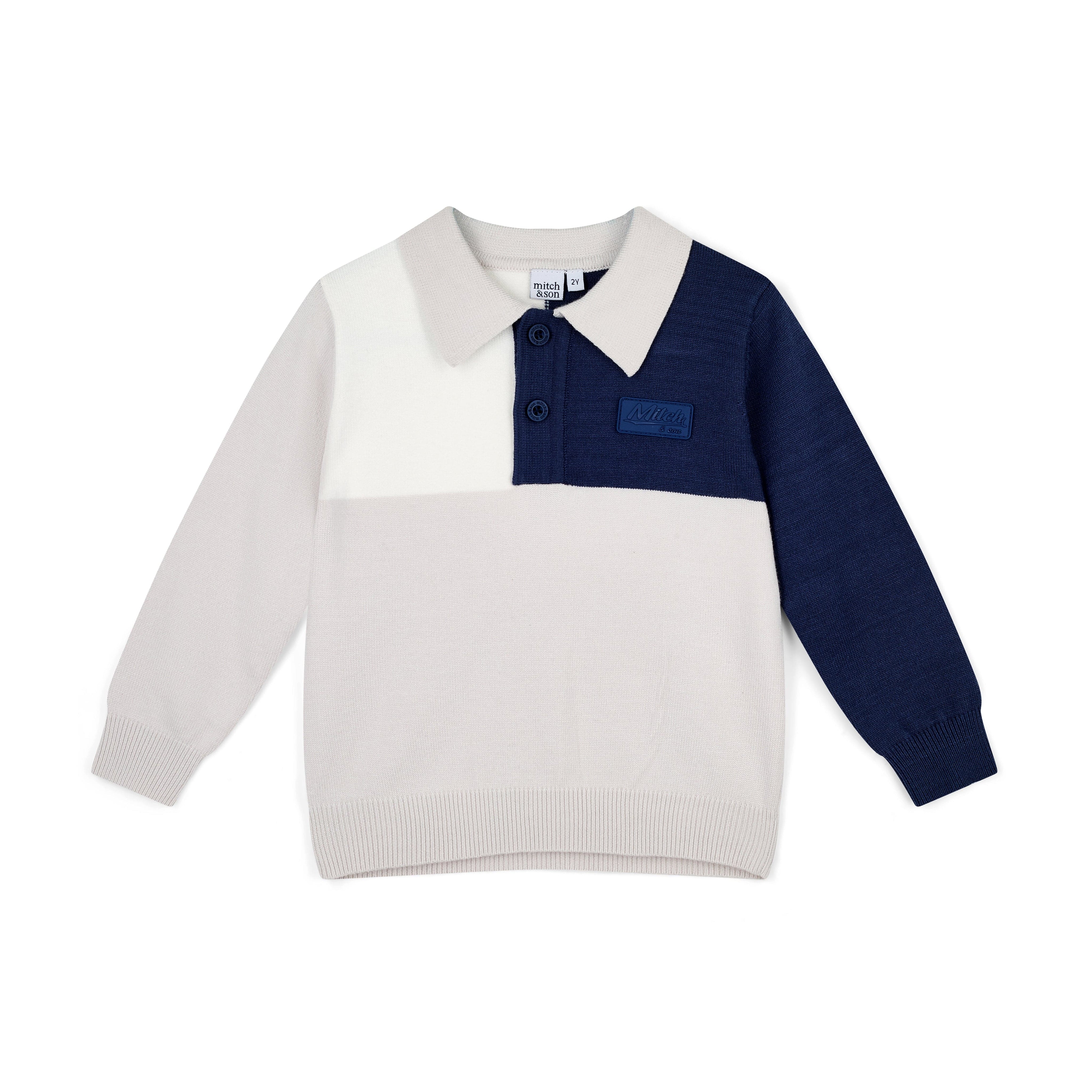 MITCH & SON - Navy League Jude & Jet Knitted Polo & Twill Trouser - Grey Mist